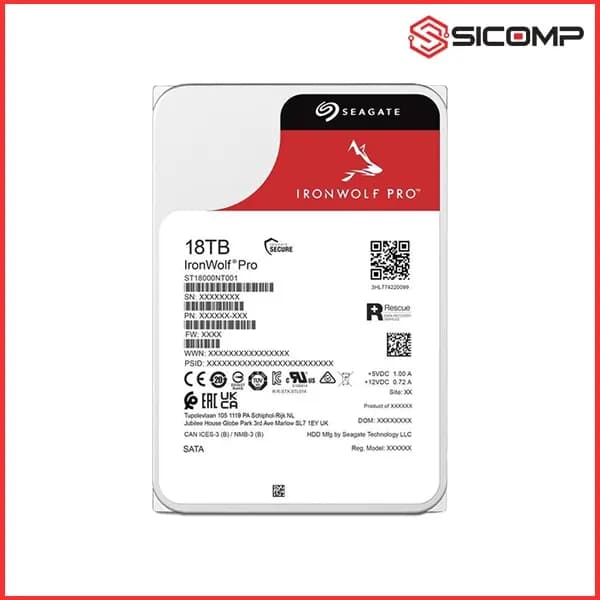 Ổ CỨNG HDD SEAGATE IRONWOLF PRO 18TB ST18000NT001 (3.5 INCH/ 7200 RPM/ CACHE 256MB/ SATA 3)