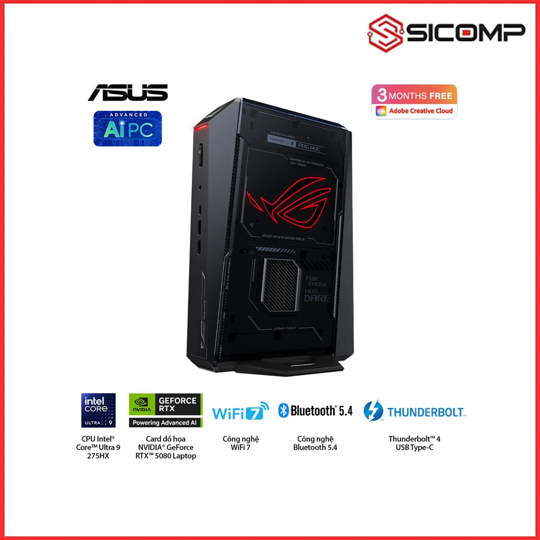 MÁY TÍNH MINI PC ROG NUC RNUC15JNK ( ULTRA 9 275HX | RTX 5080 | 32GB | WIFI 7 )
