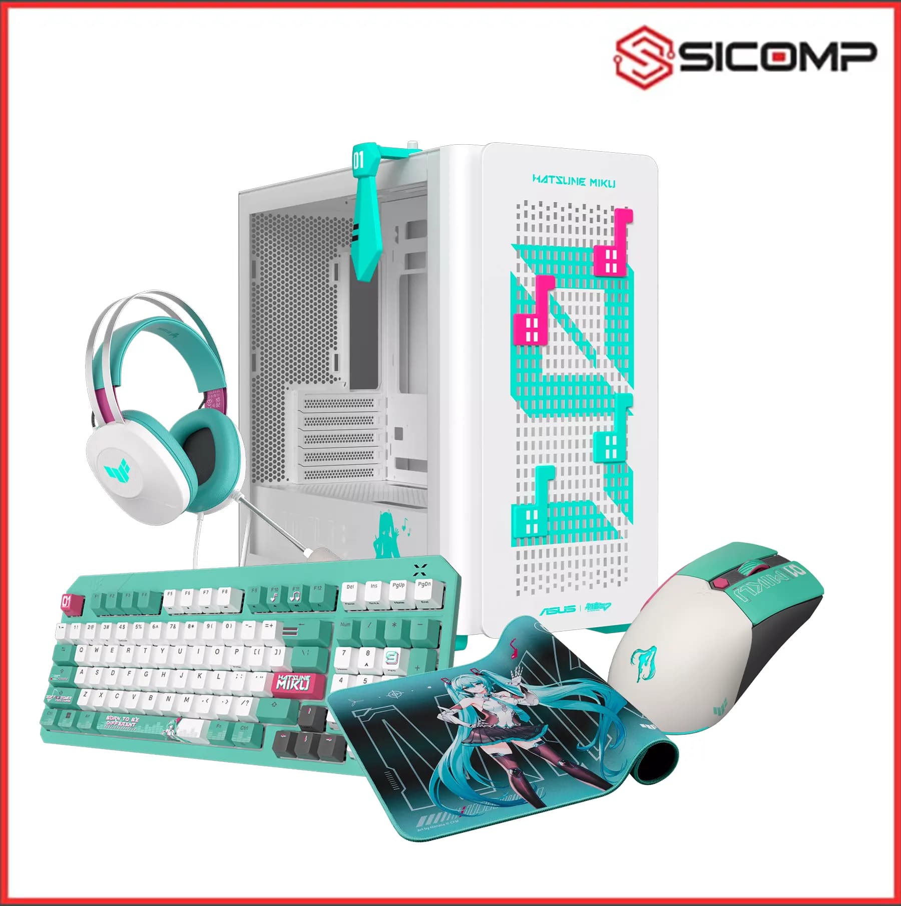 COMBO ASUS TUF X MIKU EDITION ( Vỏ Case / Tai Nghe / Chuột / Bàn Phím / Pad chuột )