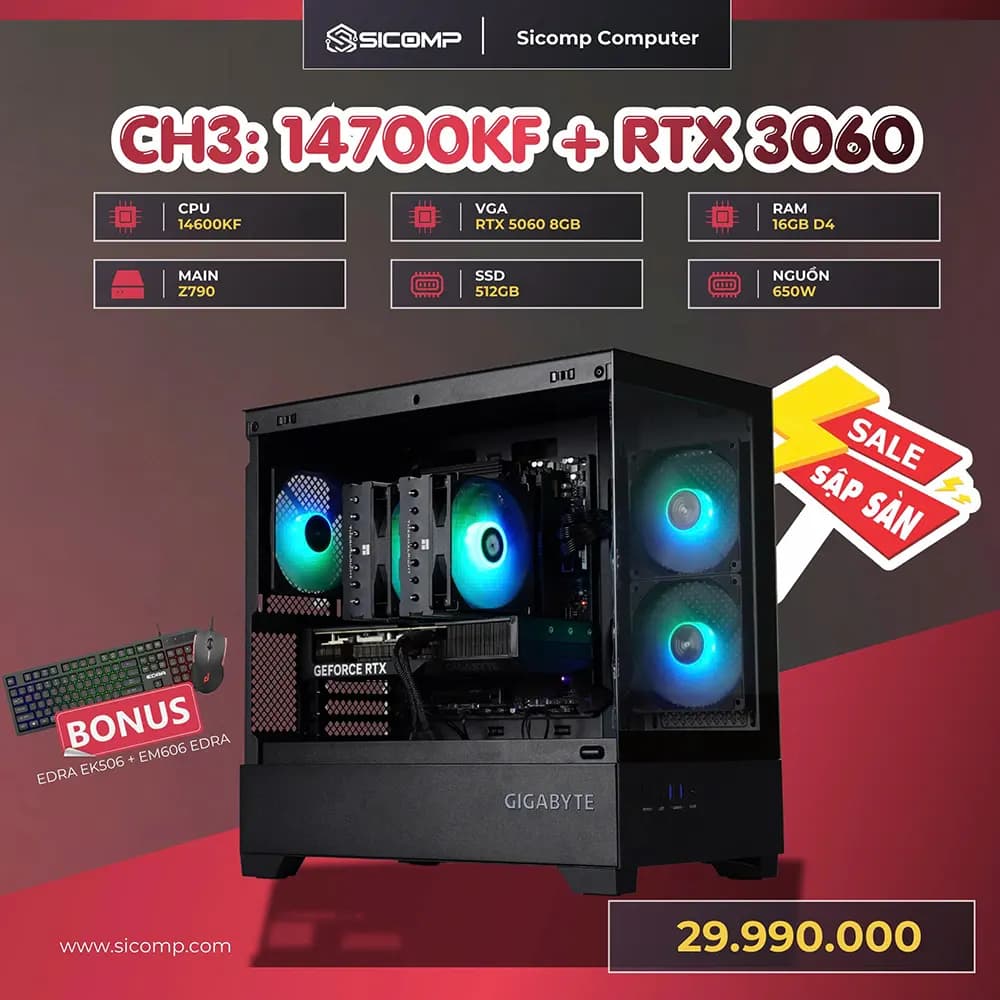 PC GAMING SICOMP 14700KF | 3060 | 16GB